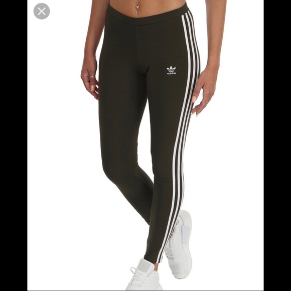 Adidas 3 stripe pants/tights ladies Medium Black - Picture 2 of 4
